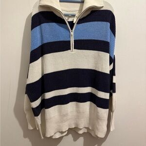 ❤️Aerie Women's Zip-Up Sweater - Navy, Light Blue, Cream